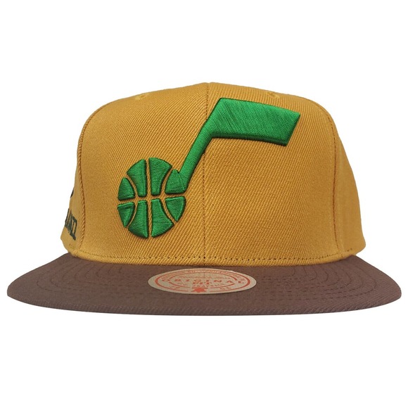 Mitchell & Ness Other - Utah Jazz Mitchell & Ness NBA‎ Snapback Hat Cap Green 3D Logo Khaki Brown NWT